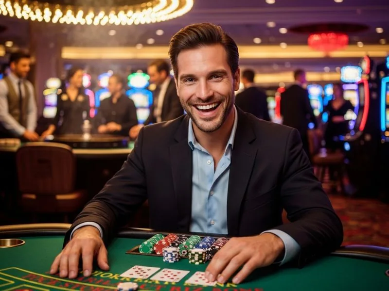 Players enjoying a friendly poker night at the Perya Color Game board in the casino.
