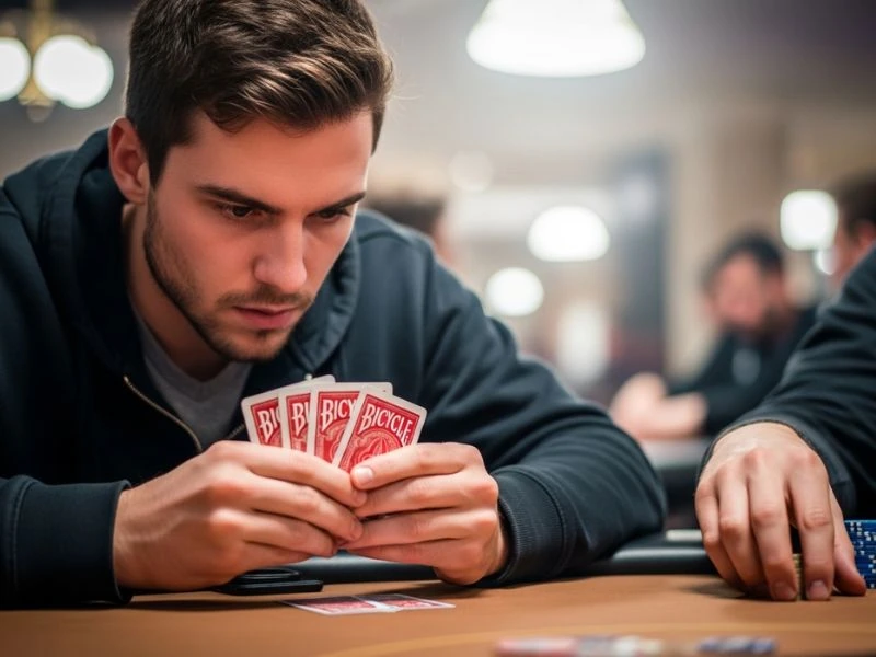 Color Game Perya hacks buddy focusing on his poker hand.
