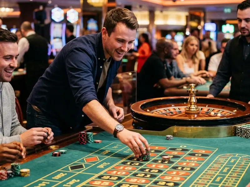 Buddy placing a bet on a number at the roulette wheel in a Resorts World online casino