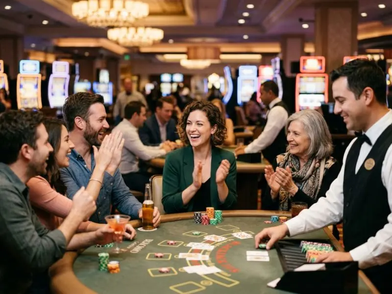 Smiling player leaving game after good fortune at KKJili Casino