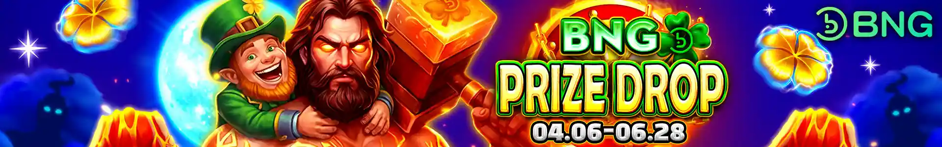 BNG Prize Drop event banner running April to June 2026 on the okebet casino platform