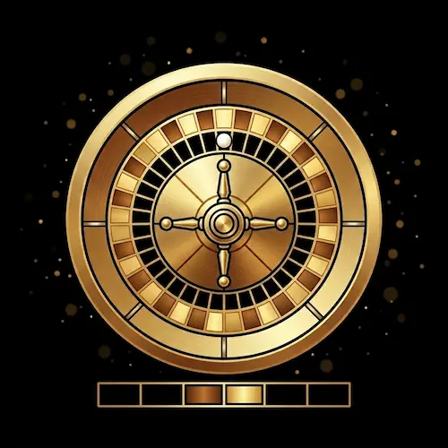 Gold roulette wheel with numbered pockets and betting grid icon for okebet live casino