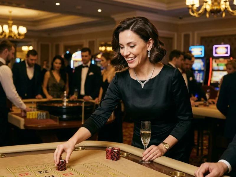Elegant woman enjoying a luxurious casino evening at Kings Casino