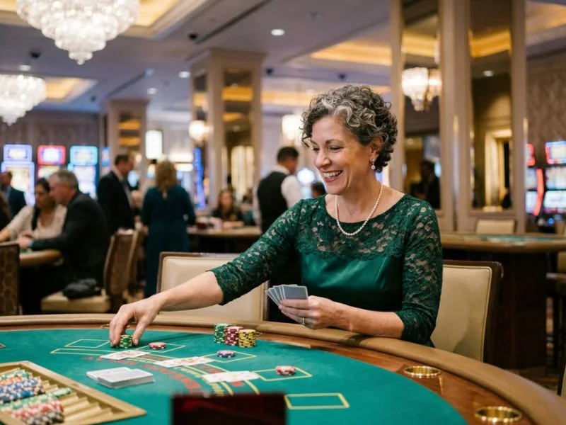 Stylish lady experiencing casino glamour at PHCash.com casino
