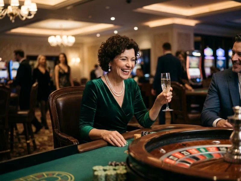 Classy woman enjoying a relaxed casino experience with Legit Games for GCash.