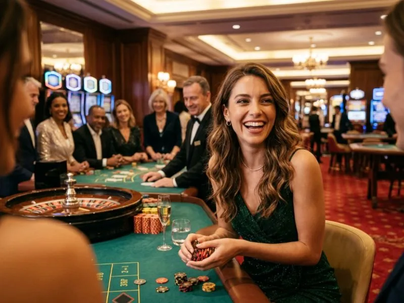 Woman enjoying her casino adventure at an online casino Philippines platform