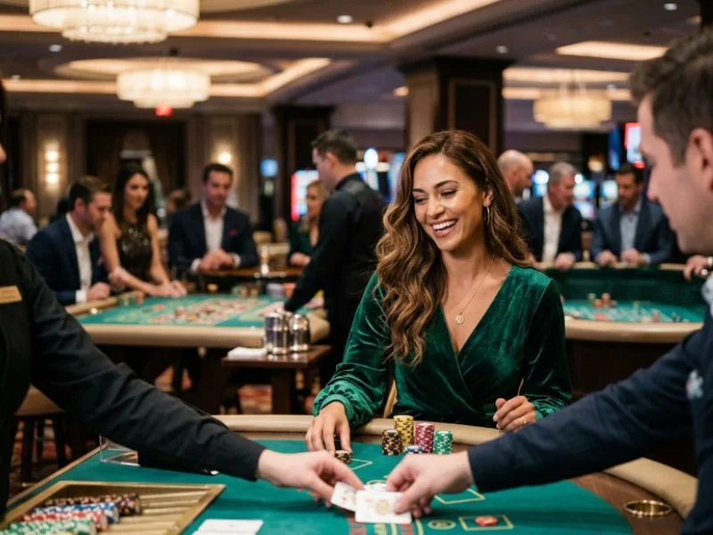 Woman playing popular slot games at an online casino Philippines platform