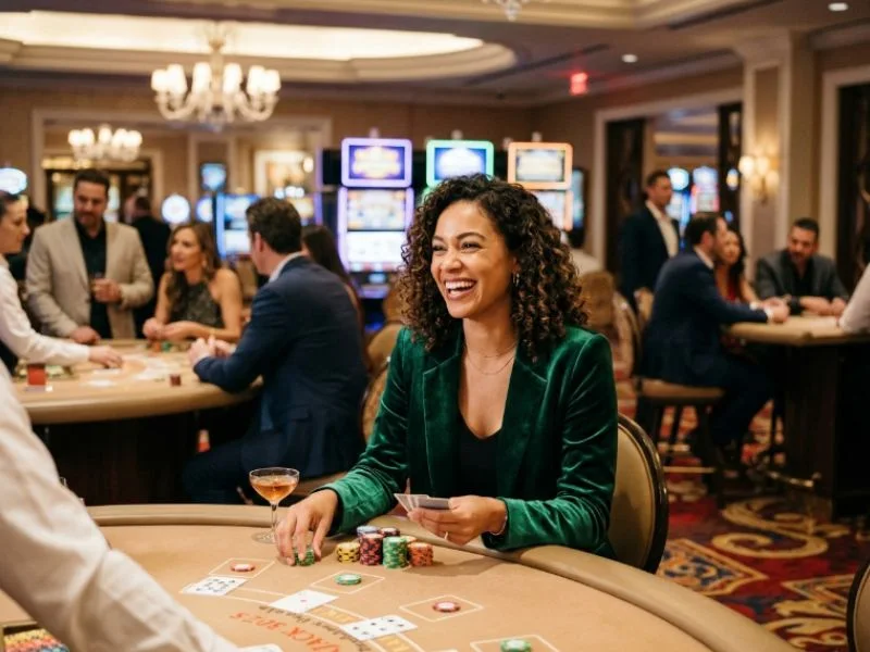 Experienced woman playing PAGCOR accredited online casino with smart strategies