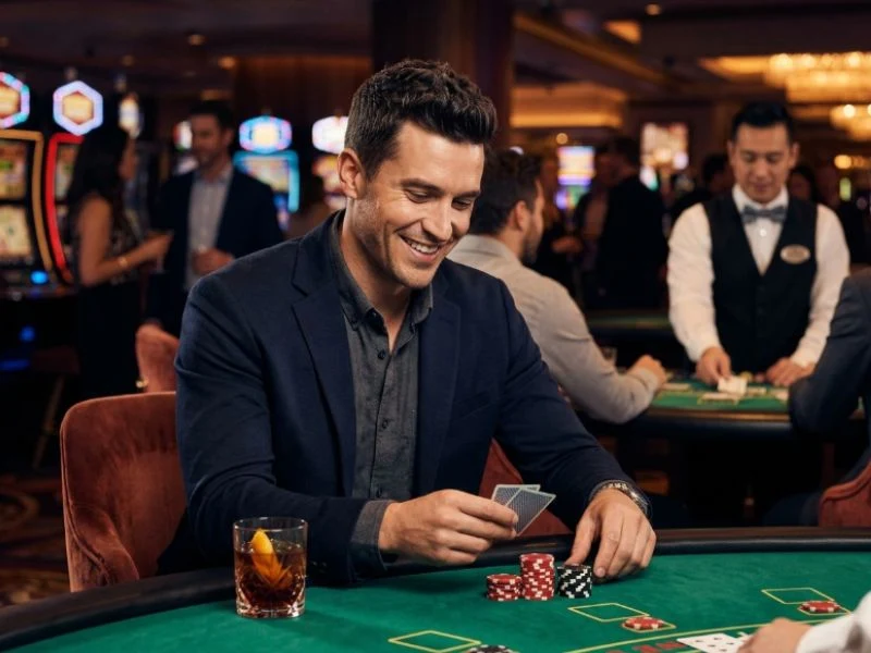Confident man playing PAGCOR online casino GCash with strategic bets