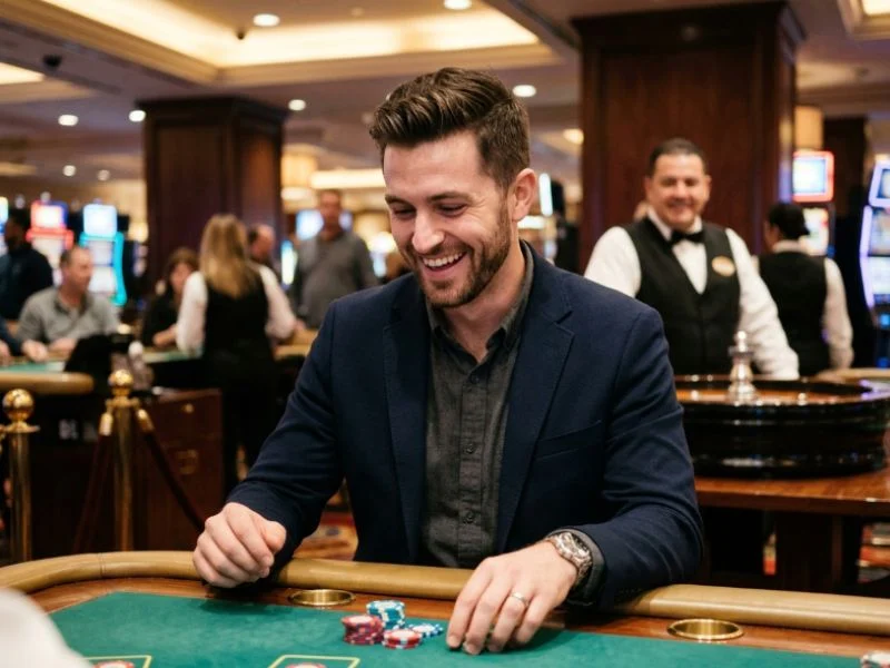 Skilled man playing PAGCOR online casino GCash with smart betting decisions