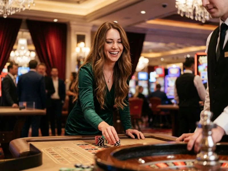 Woman enjoying the casino ambiance at LodiSlot 777 casino