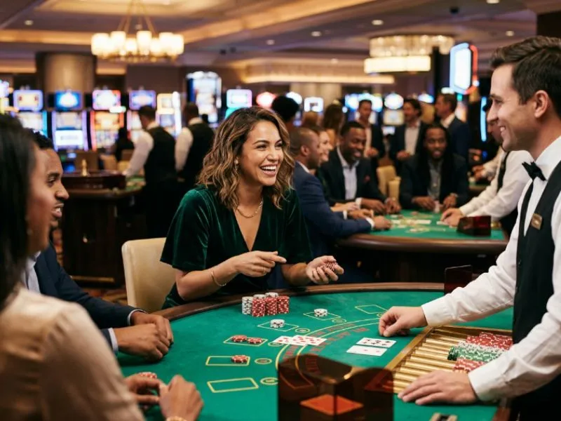 Woman enjoying a fun night playing blackjack on the Manny Pacquiao online casino app