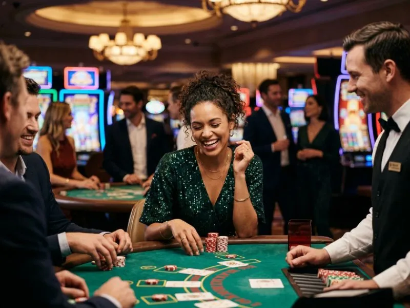Happy woman collecting casino chips for Star PH online casino login app download APK