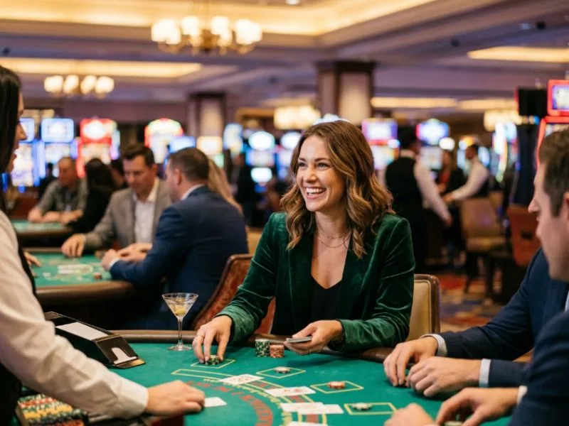 Woman celebrating a winning blackjack hand with Star PH online casino login app download APK